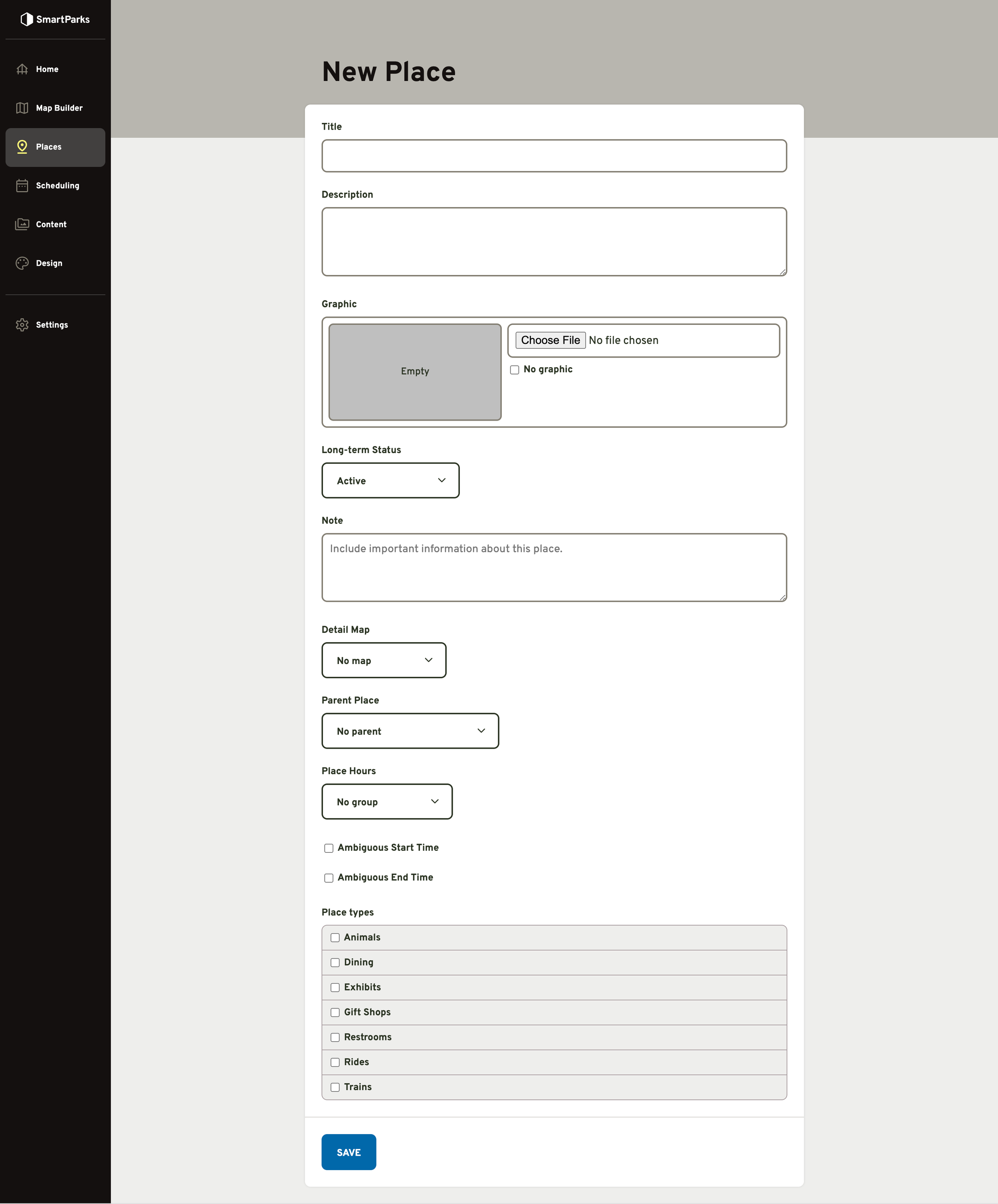 Places admin form