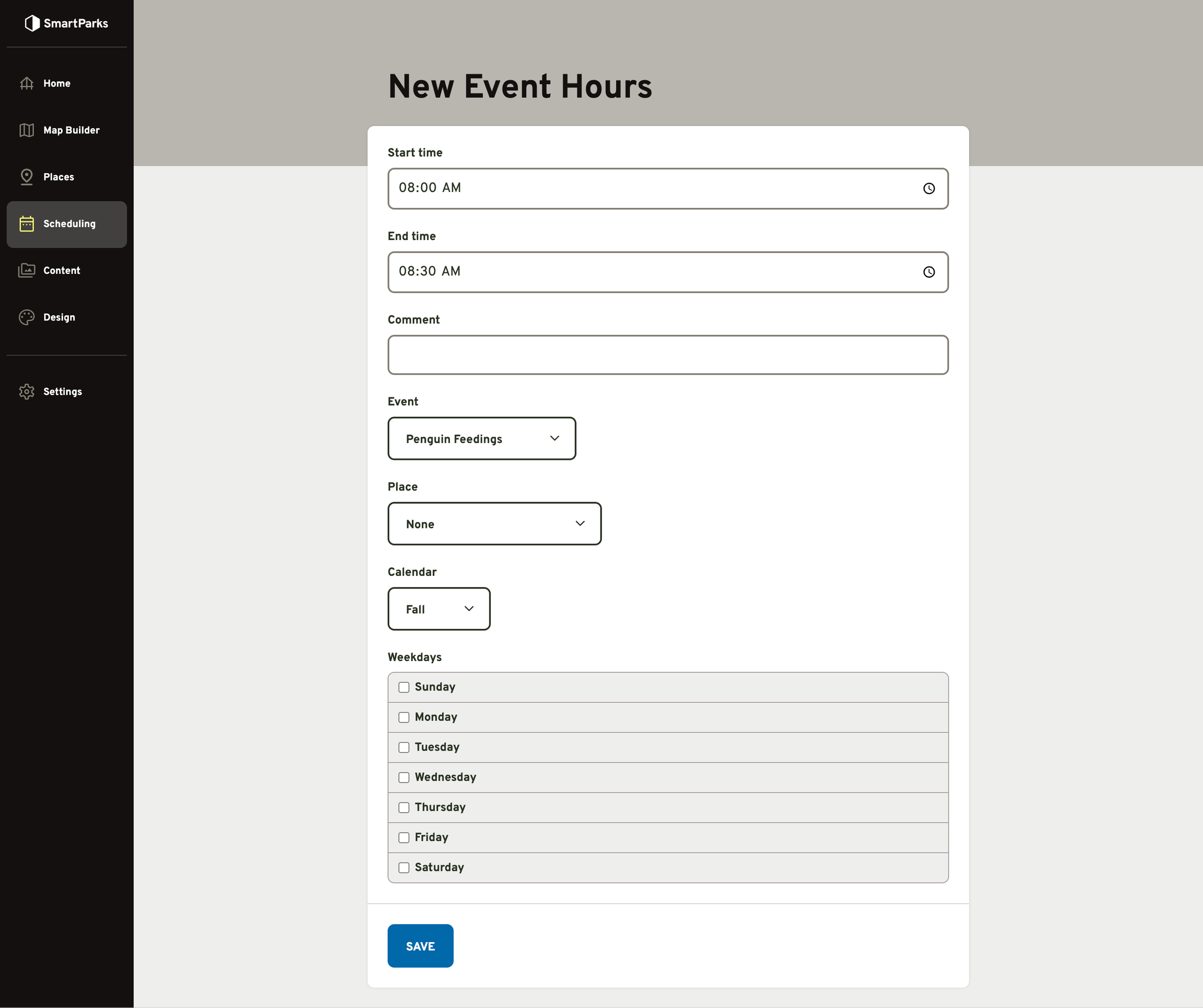 Event hours admin form